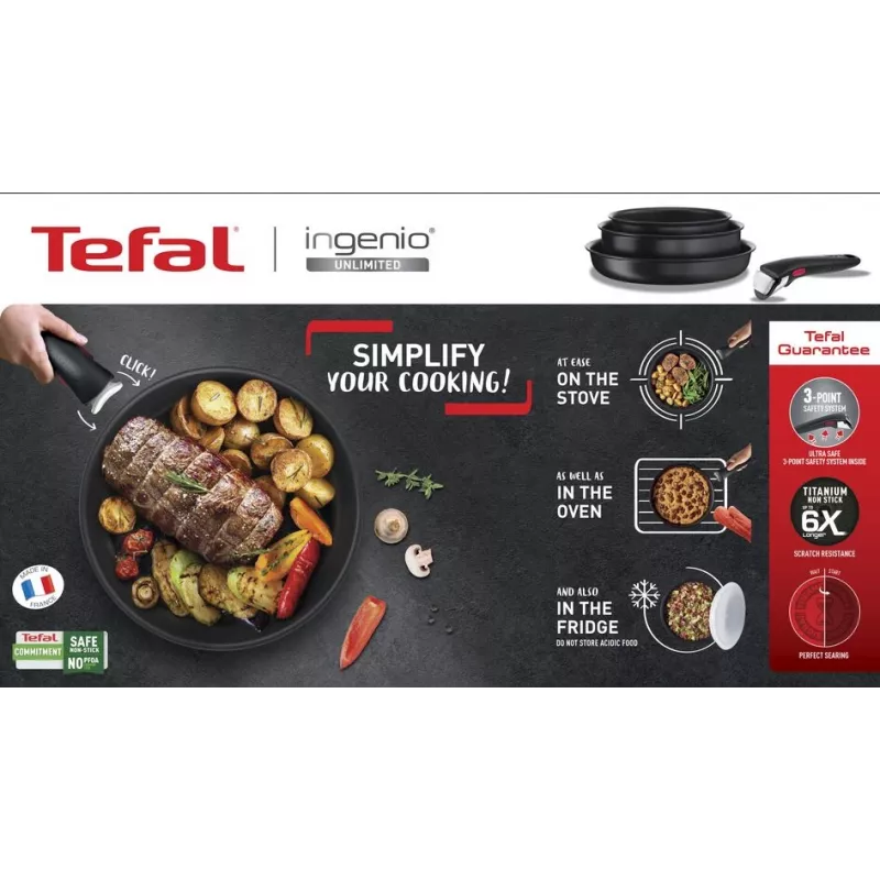 Set de ollas Tefal Ingenio L76391 – set mixto de aluminio, 4 piezas (ollas Ø16/18/20 cm) negro