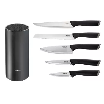 Set de cuchillos de cocina Tefal K2216S74 — hojas de acero inoxidable, 20 cm de longitud de hoja, set de 5 piezas