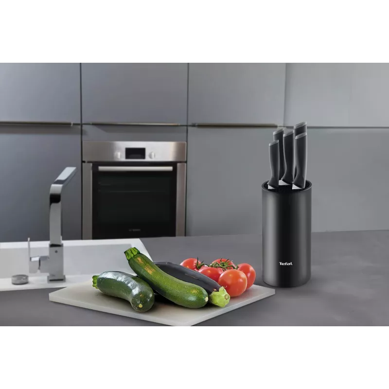 Set de cuchillos de cocina Tefal K2216S74 — hojas de acero inoxidable, 20 cm de longitud de hoja, set de 5 piezas
