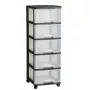 Unidad de cajones de almacenamiento Curver 0806770146 — 5 cajones, 20 L cada uno, negro/transparente, 37×39×100 cm