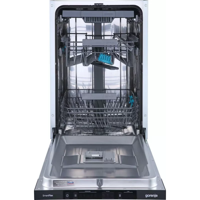 Lavavajillas Gorenje GV561D10 BK070, integrable bajo encimera, slimline (45 cm), blanco, estándar (80 - 85 cm), negro, botones