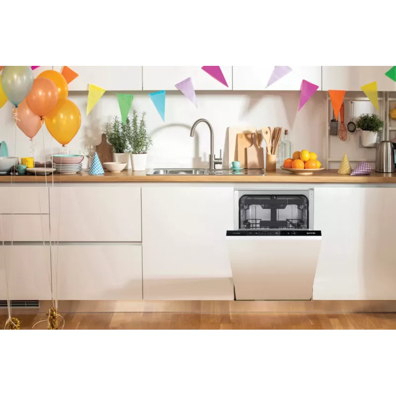 Lavavajillas Gorenje GV561D10 BK070, integrable bajo encimera, slimline (45 cm), blanco, estándar (80 - 85 cm), negro, botones