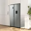 Gorenje Side by side NRR9185DAXLWD BK065B, de libre instalación, puerta americana, gris, LED, en la puerta, R600a