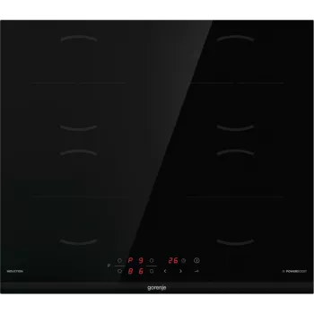 Gorenje Placa de inducción GI6401BCE RAL9017, negra, empotrable, 59,5 cm, placa de inducción, vitrocerámica, 4 zonas
