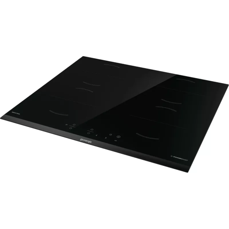 Gorenje Placa de inducción GI6401BCE RAL9017, negra, empotrable, 59,5 cm, placa de inducción, vitrocerámica, 4 zonas