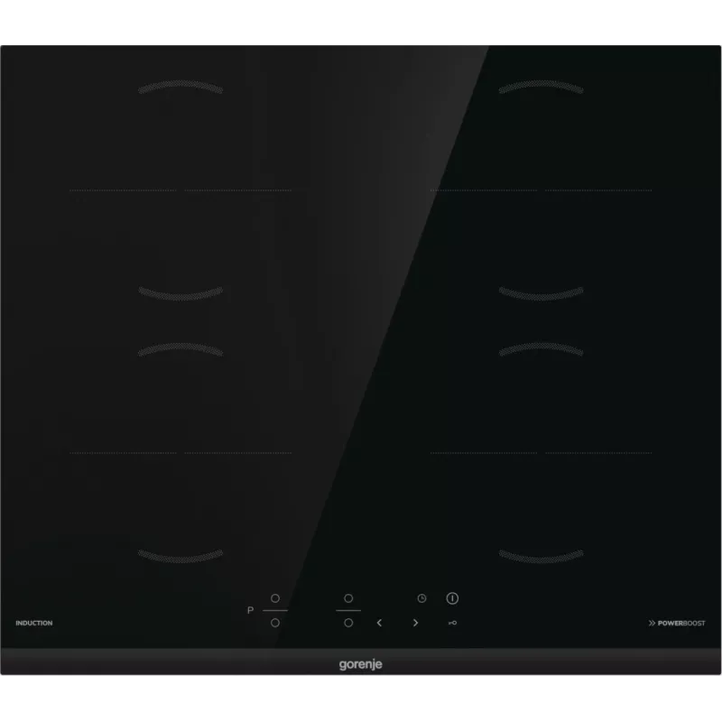 Gorenje Placa de inducción GI6401BCE RAL9017, negra, empotrable, 59,5 cm, placa de inducción, vitrocerámica, 4 zonas