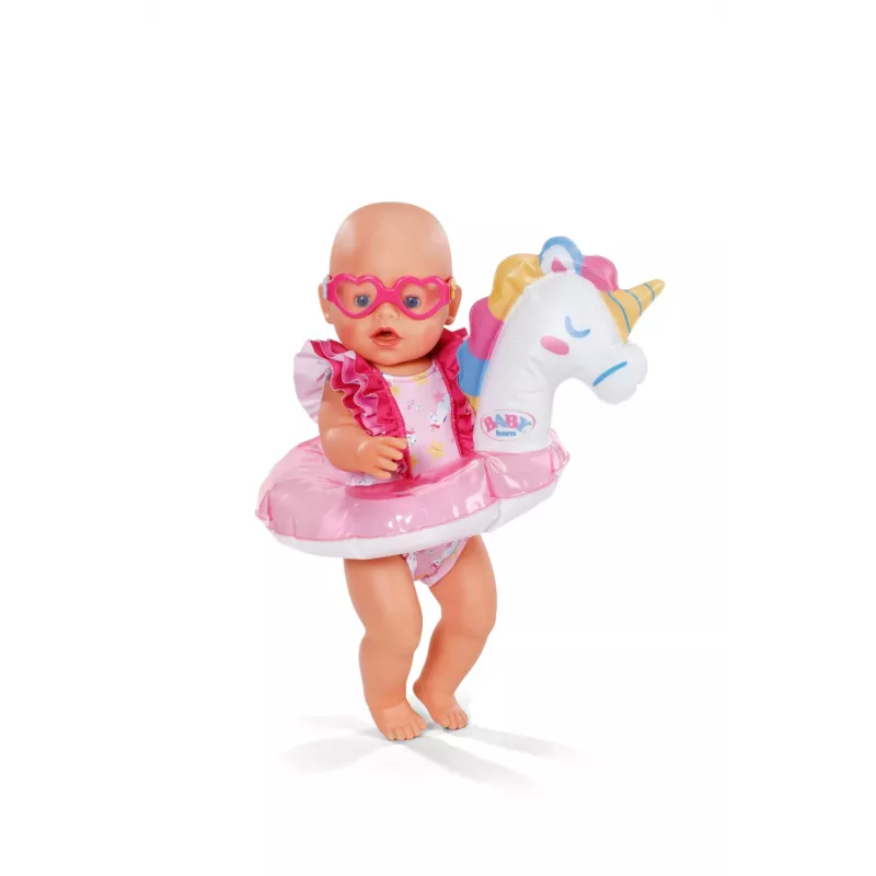 BABY born set de baño unicornio 43 cm, ropa de baño para muñecas, 3 años