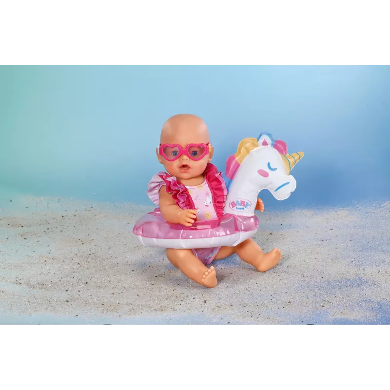 BABY born set de baño unicornio 43 cm, ropa de baño para muñecas, 3 años