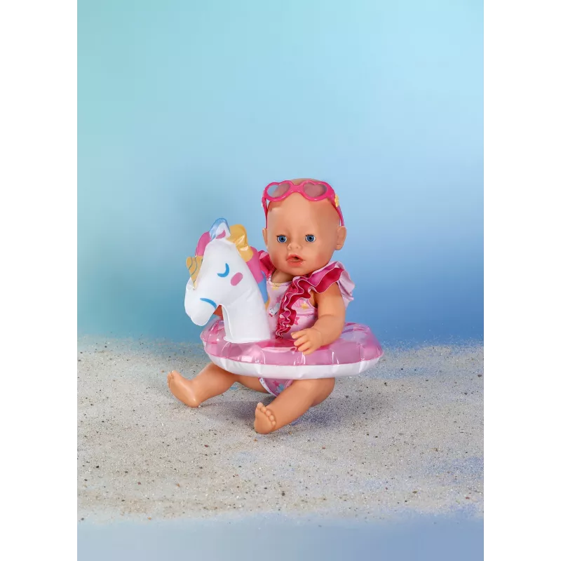 BABY born set de baño unicornio 43 cm, ropa de baño para muñecas, 3 años