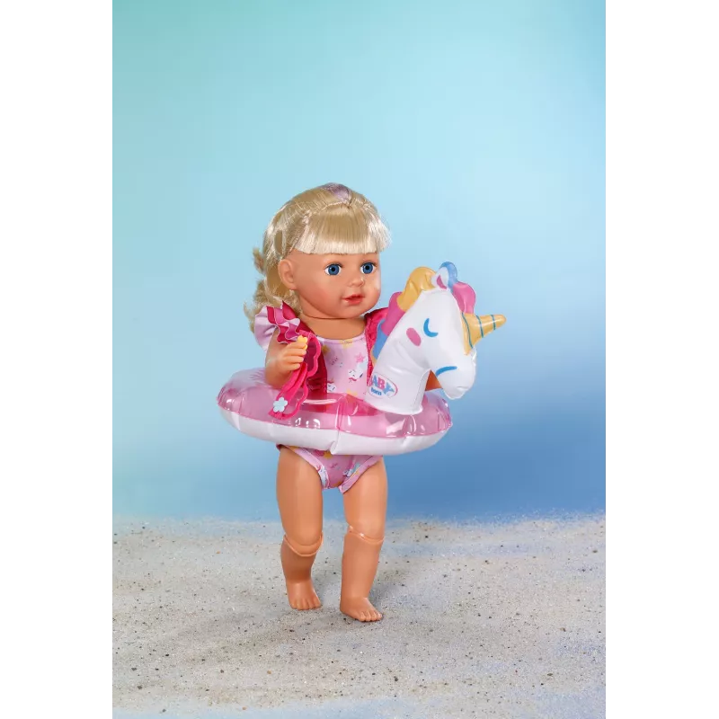 BABY born set de baño unicornio 43 cm, ropa de baño para muñecas, 3 años