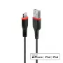 Lindy Cable USB Type-A a Lightning reforzado de 1 m, 1 m, Lightning, USB A, conector macho, conector macho, Negro