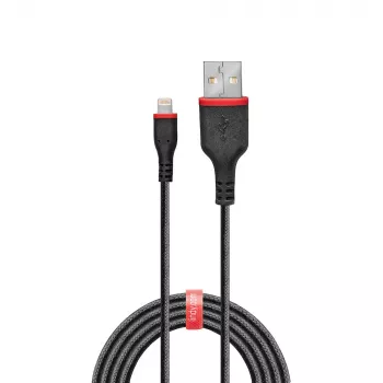 Lindy Cable USB Type-A a Lightning reforzado de 1 m, 1 m, Lightning, USB A, conector macho, conector macho, Negro