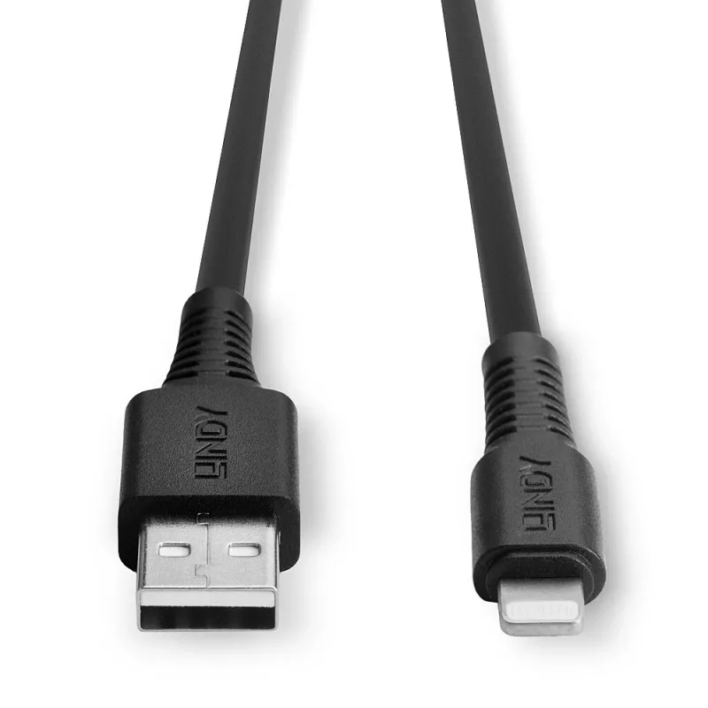 Lindy Cable USB Type-A a Lightning de 2 m, Negro, 2 m, Lightning, USB A, Negro, recto, recto