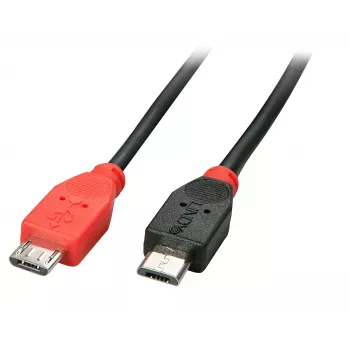 Lindy Cable OTG USB 2.0 Type Micro-B a Micro-B de 2 m, 2 m, Micro-USB B, Micro-USB B, USB 2.0, conector macho/conector macho, Negro