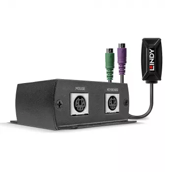 Lindy Extensor PS/2 KM Cat.5e/6 de 100 m, transmisor y receptor, con cable, 100 m, Cat5e, Cat6, Negro, CE, FCC, RoHS y REACH, CP65