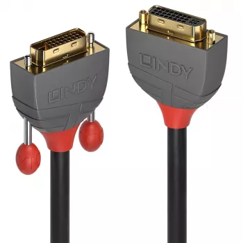 Lindy Alargador DVI-D Dual Link de 2 m, Anthra Line, 2 m, DVI-D, DVI-I, conector macho, conector hembra, Negro