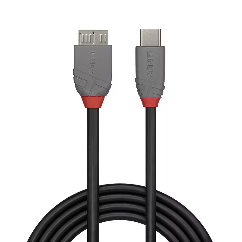 Lindy Cable USB 3.2 Type-C a Micro-B de 2 m, Anthra Line, 2 m, USB C, Micro-USB B, USB 3.2 Gen 1 (3.1 Gen 1), negro