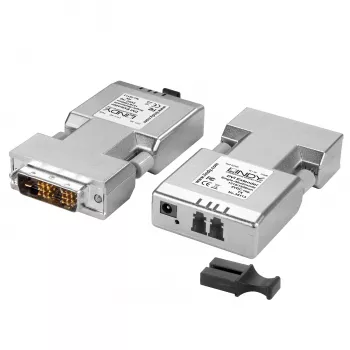 Lindy Extensor DVI-D Single Link de fibra óptica de 1500 m, DVI, DVI-D, 1920 x 1200 píxeles, plata, 1500 m, 40 x 70 x 15 mm