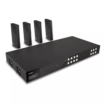 Lindy Matriz extensor HDBaseT Cat.6 4x4 HDMI 4K60 de 150 m, 3840 x 2160 píxeles, transmisor y receptor AV, 150 m, con cable, negro, HDCP