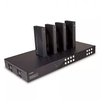 Lindy Matriz extensor HDBaseT Cat.6 4x4 HDMI 4K60 de 150 m, 3840 x 2160 píxeles, transmisor y receptor AV, 150 m, con cable, negro, HDCP