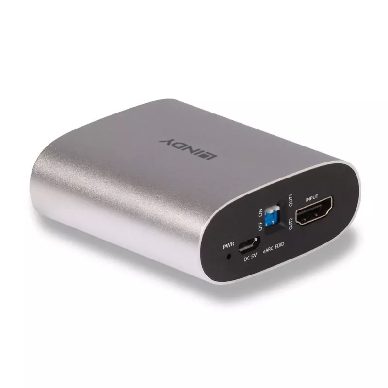 Lindy Extractor HDMI eARC 4K60, Micro-USB B, 65 mm, 70 mm, 27 mm, 83 g, 0 - 40 °C