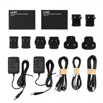 Lindy Extensor HDMI, KVM e IR over IP, transmisor y receptor, con cable, 150 m, Cat5e, Cat6, negro, metal