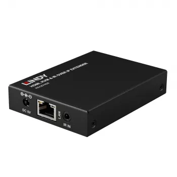 Lindy Extensor HDMI, KVM e IR over IP, receptor, transmisor y receptor, con cable, 150 m, Cat5e, Cat6, negro, metal