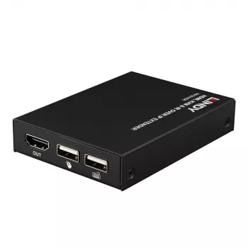 Lindy Extensor HDMI, KVM e IR over IP, receptor, transmisor y receptor, con cable, 150 m, Cat5e, Cat6, negro, metal