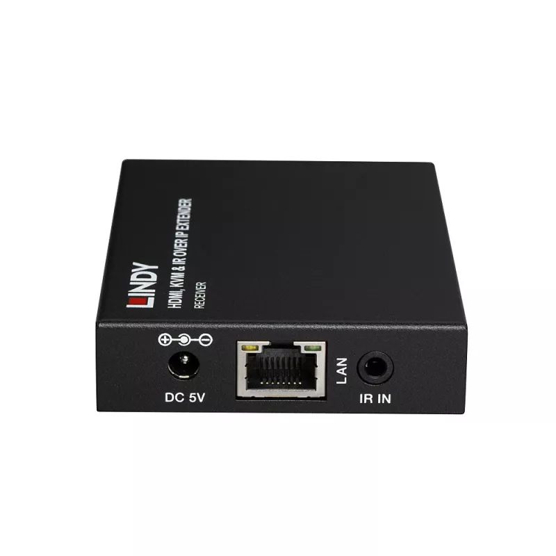 Lindy Extensor HDMI, KVM e IR over IP, receptor, transmisor y receptor, con cable, 150 m, Cat5e, Cat6, negro, metal