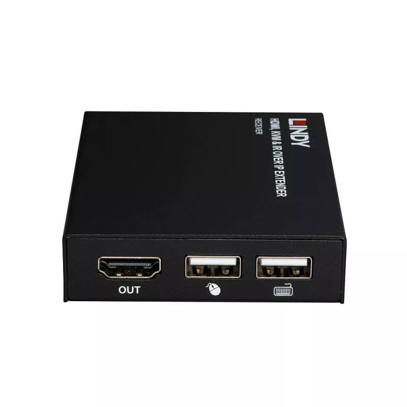 Lindy Extensor HDMI, KVM e IR over IP, receptor, transmisor y receptor, con cable, 150 m, Cat5e, Cat6, negro, metal