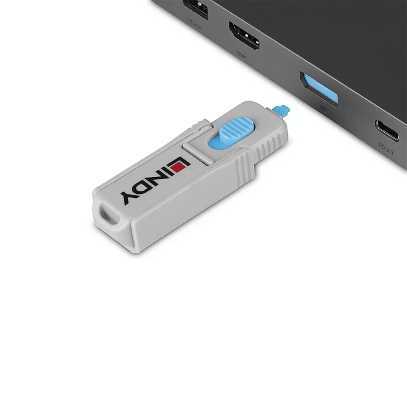 Lindy 40324 Bloqueador de puertos bloqueador de puertos + llave DisplayPort azul acrilonitrilo butadieno estireno (ABS) 5 uds.