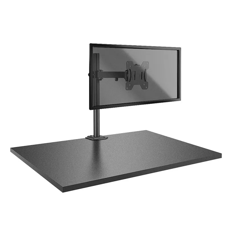 Lindy Soporte para un solo monitor con mástil y pinza de mesa, pinza, 8 kg, 43,2 cm (17 inch), 71,1 cm (28 inch), 100 x 100 mm, negro