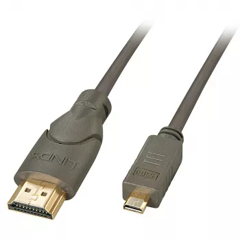 Lindy Cable High Speed Micro HDMI a HDMI de 0,5 m, 0,5 m, HDMI Type-A (estándar), HDMI Type-D (Micro), 3D, 10,2 Gbit/s, negro