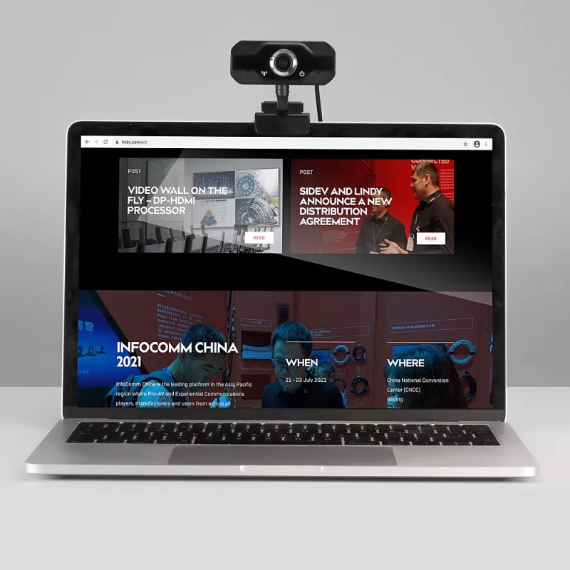 Lindy Webcam Full HD 1080p con micrófono, 1920 x 1080 píxeles, Full HD, 30 fps, manual, auto, 110°