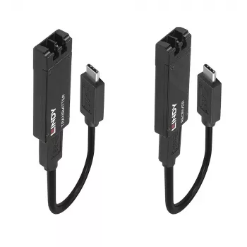 Lindy Extensor USB 3.2 Type-C de fibra óptica de 100 m, transmisor y receptor de red, 100 m, 10000 Mbit/s, fibra, USB 3.2 Gen 1 (3.1 Gen 1) Type-C, negro