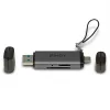 Lindy Lector de tarjetas SD/MicroSD USB 3.2 Type-C y A, MiniSD, SD, negro, gris, 5000 Mbit/s, USB 3.2 Gen 1 (3.1 Gen 1) Type-A/Type-C, 78,5 mm, 22,5 mm