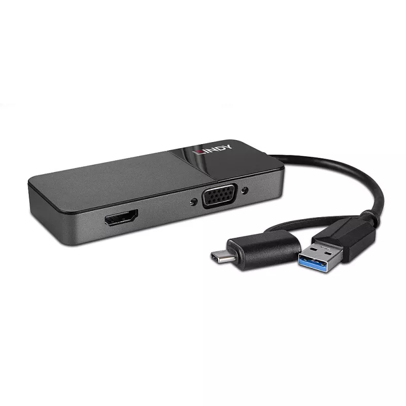 Lindy 43354 Estación de acoplamiento para portátil/replicador de puertos USB USB 3.2 Gen 1 (3.1 Gen 1) Type-A + Type-C negro