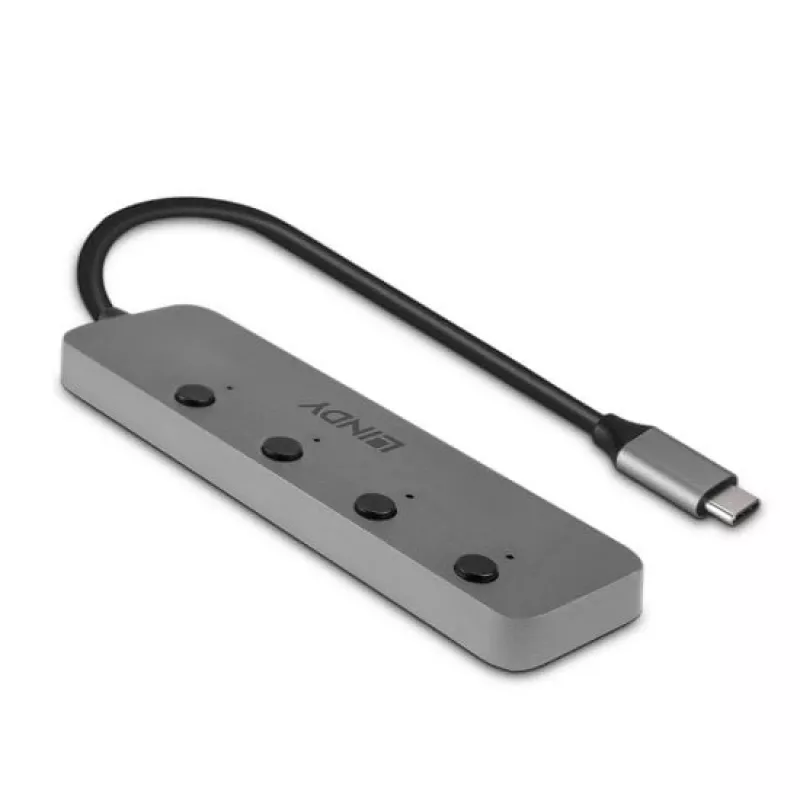 Lindy Hub USB 3.2 Type-C de 4 puertos con interruptores de encendido/apagado