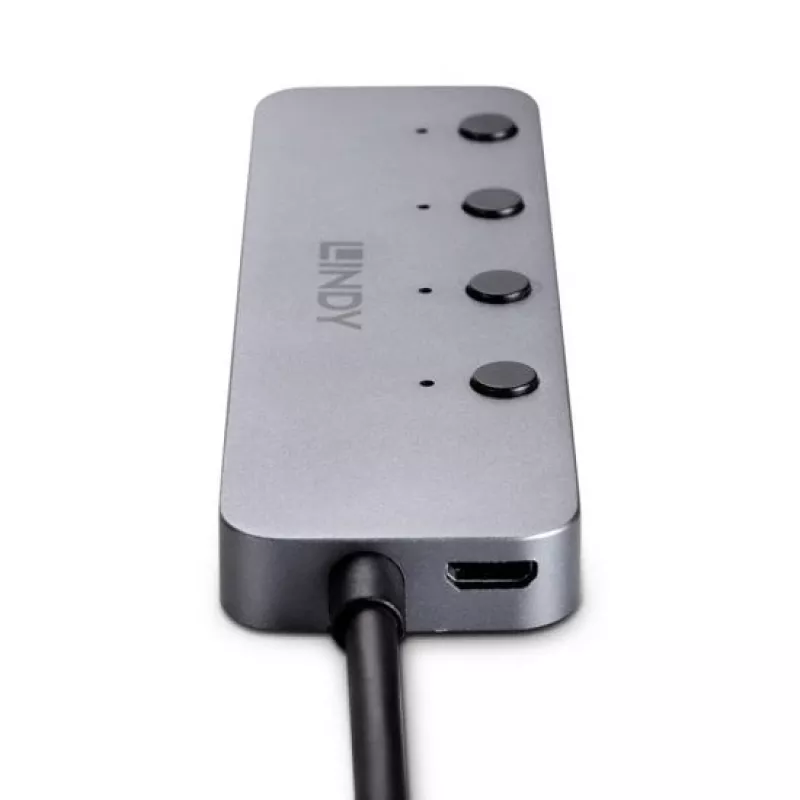 Lindy Hub USB 3.2 Type-C de 4 puertos con interruptores de encendido/apagado