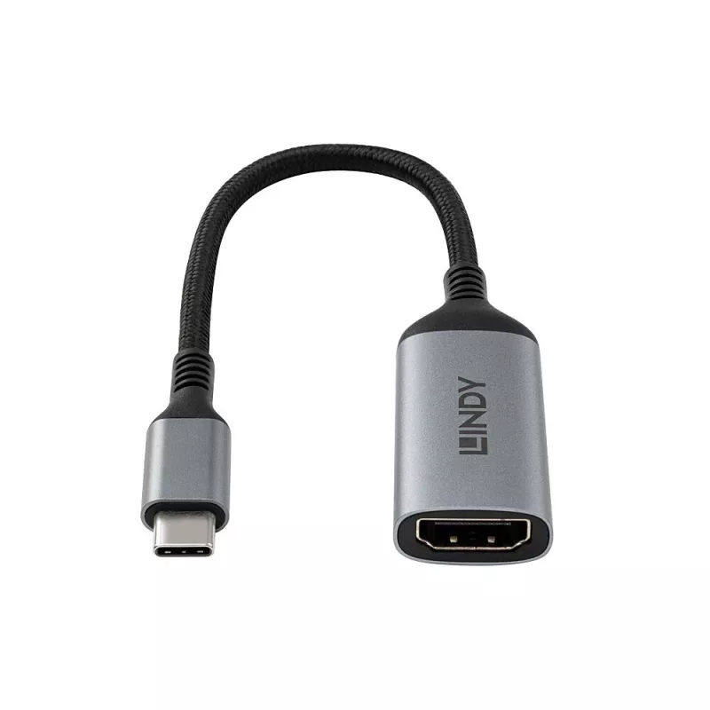Lindy 43428 Adaptador de cable de vídeo 0,15 m USB Type-C HDMI gris