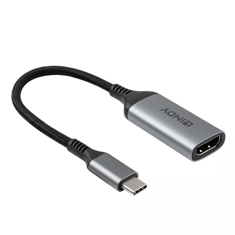 Lindy 43428 Adaptador de cable de vídeo 0,15 m USB Type-C HDMI gris