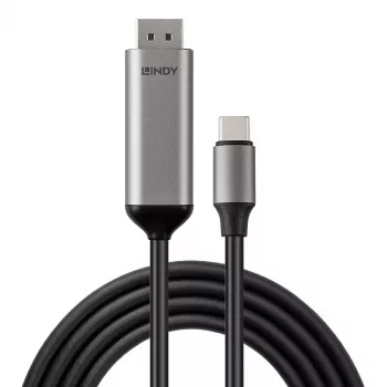Lindy 43504 Adaptador de cable de vídeo 2 m USB Type-C DisplayPort gris