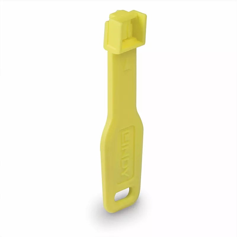 Lindy Bloqueadores de puerto RJ45 amarillos, 10x + 1 llave, bloqueador de puerto + llave, RJ-45, amarillo, acrilonitrilo butadieno estireno (ABS), 10 uds., bolsa de plástico