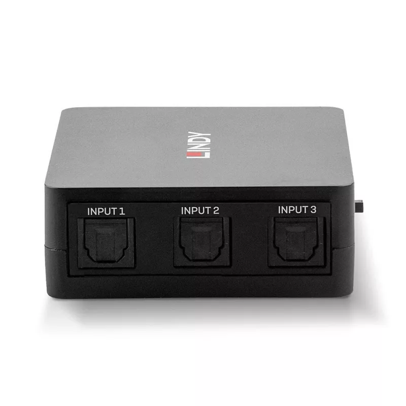 Lindy conmutador de audio digital TosLink (óptico) de 3 puertos, negro, plástico, 54 mm, 60 mm, 20 mm, 37 g
