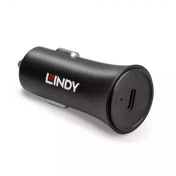 Lindy cargador de coche USB Type-C PD de un puerto, 27 W, coche, mechero, 12 V, 3 A, negro