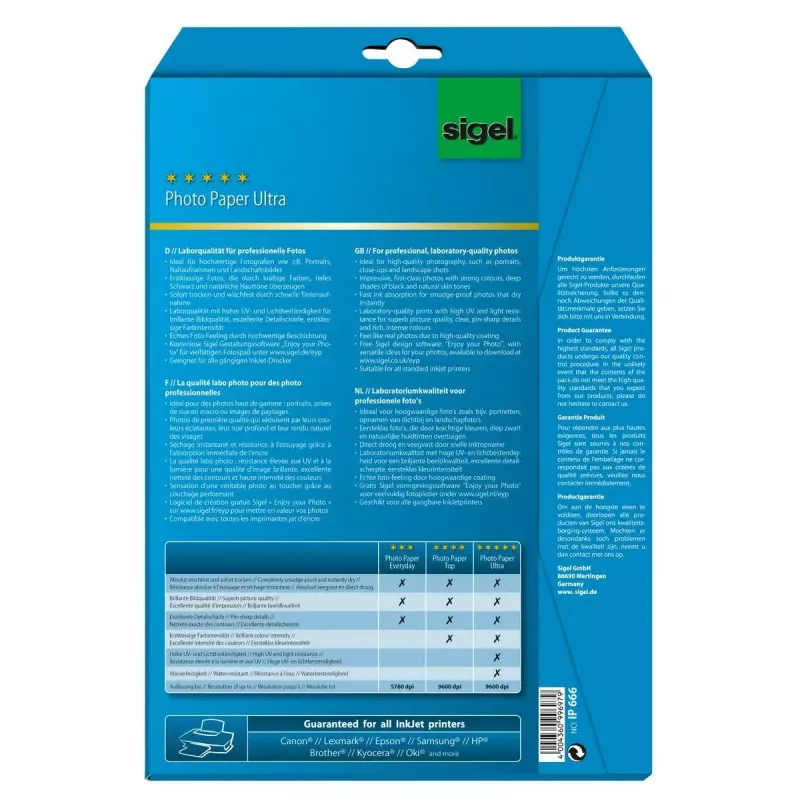 Papel fotográfico Satin A4 Sigel InkJet Ultra