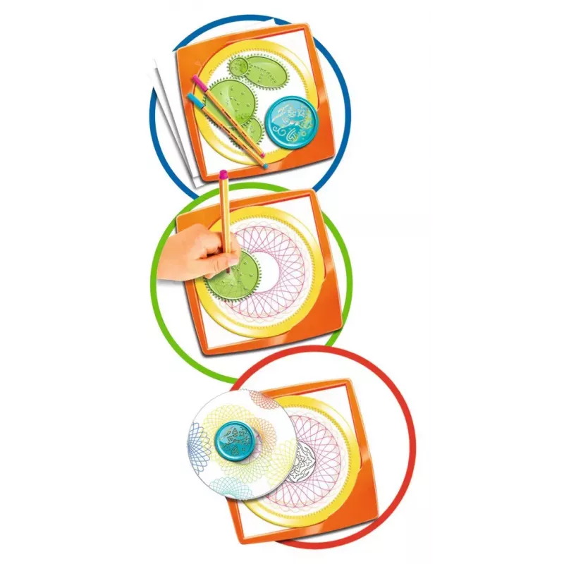 Spirograph infantil Ravensburger 297740 con plantilla y 2 rotuladores, multicolor, para niños a partir de 6 años