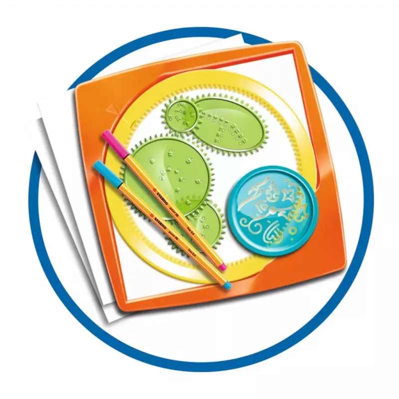Spirograph infantil Ravensburger 297740 con plantilla y 2 rotuladores, multicolor, para niños a partir de 6 años