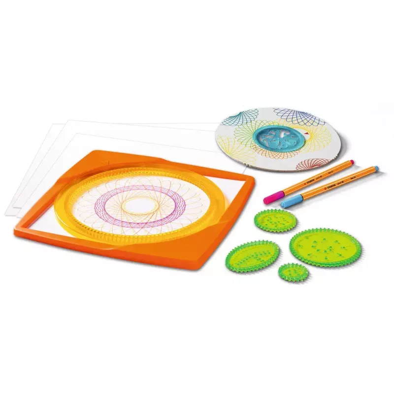 Spirograph infantil Ravensburger 297740 con plantilla y 2 rotuladores, multicolor, para niños a partir de 6 años