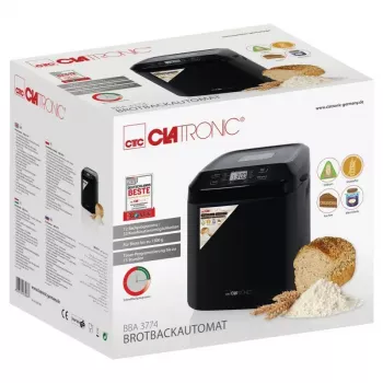 Máquina de pan CLATRONIC BBA 3774 550W – molde de 3 l, hasta 1,5 kg de pan, 12 programas, temporizador LCD